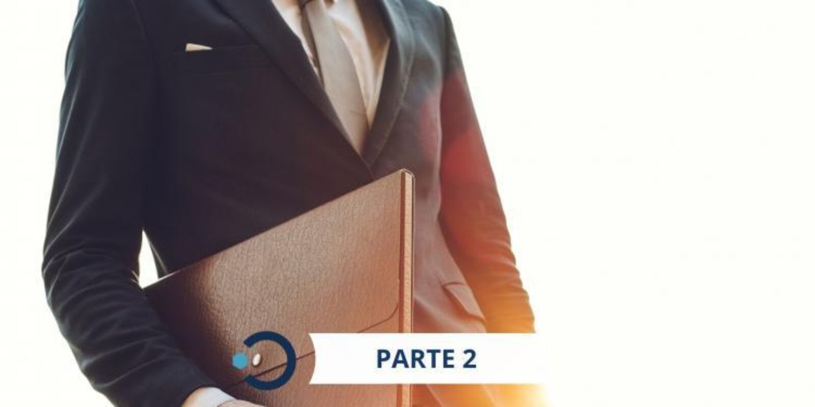 Professionista con una cartella portadocumenti e la dicitura «Parte 2» per l’approfondimento sul CCNL dirigenti