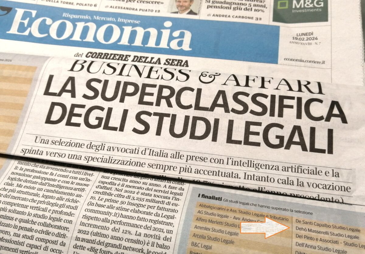 L’inserto Economia del Corriere della Sera con SLDM tra i finalisti degli Studi Legali dell’Anno 2024